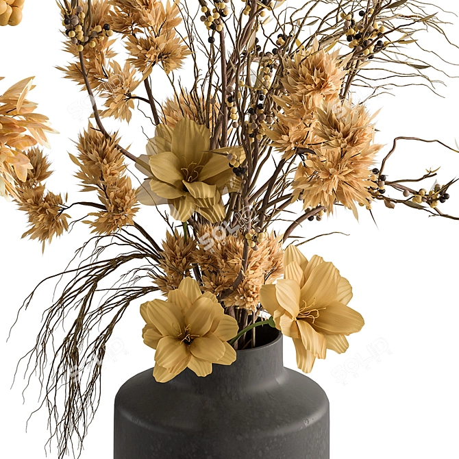  Sunlit Yellow Plant Bouquet 3D model image 2