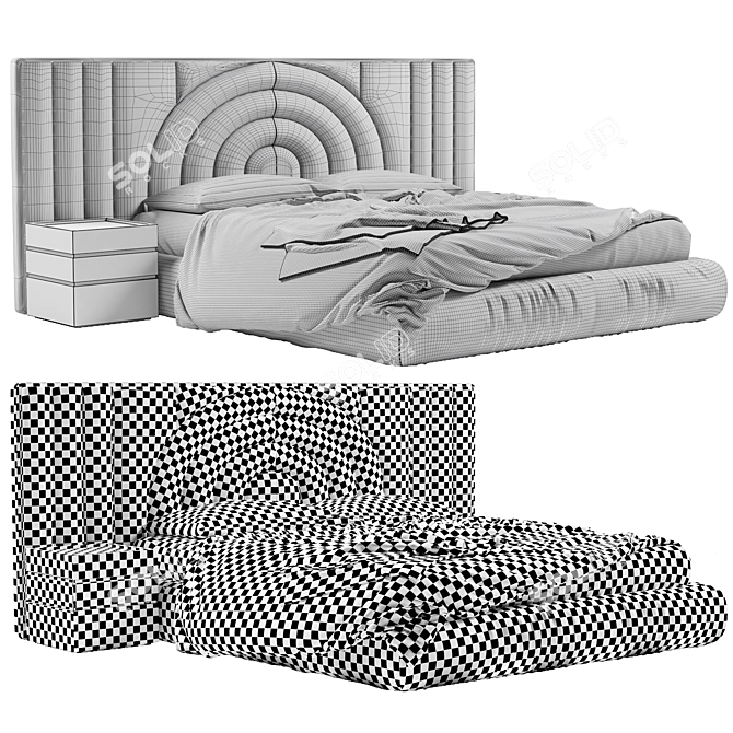 Mirella 2015 Luxury Bed Dimensions 3D model image 5