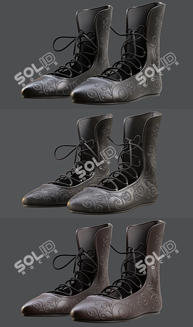 Renaissance Leather Shoes 3D Model 3D model image 4