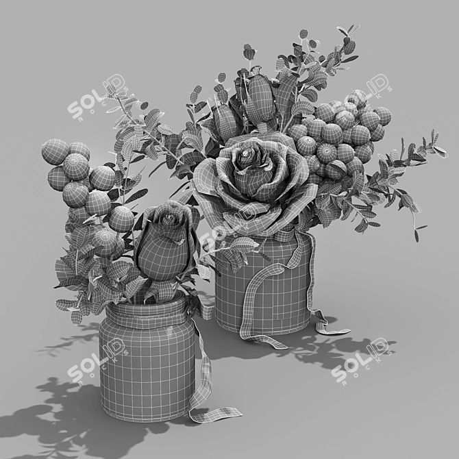 Floral Bouquet 3D Model Kit 3D model image 7