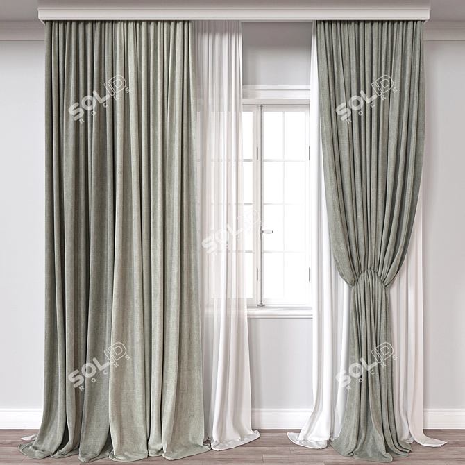 Dual-Render Curtain: 114913 Polygons 3D model image 1