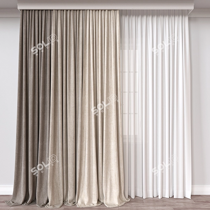 Versatile 3D Curtain Model - Vray, Corona 3D model image 1