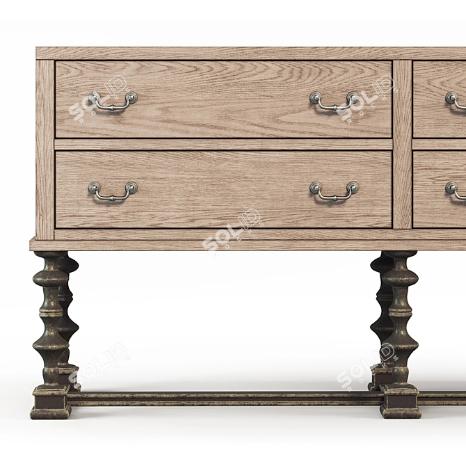 Birch-Wood Cabinet Beige-Grey 1800x900 3D model image 4