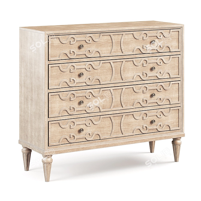 Birch Wood Serene Chest 3D model image 1