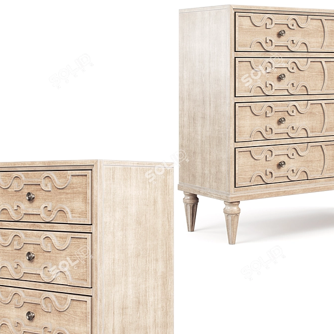 Birch Wood Serene Chest 3D model image 4