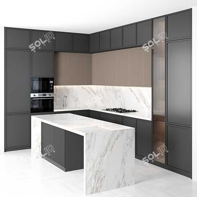 Modular Kitchen 101 3D model image 1