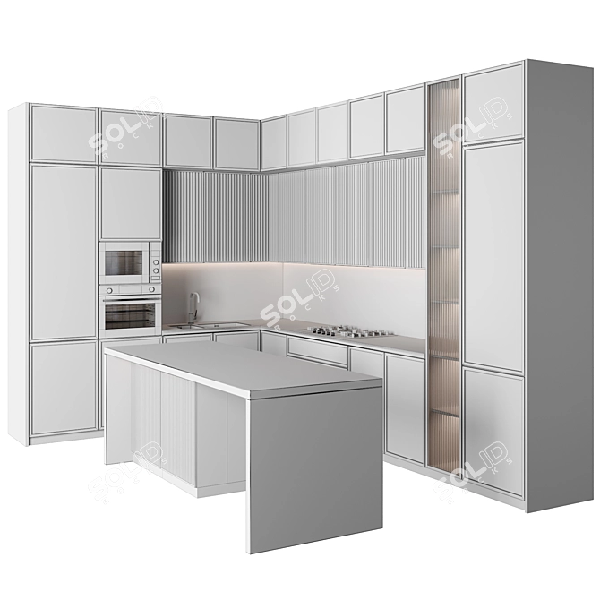 Modular Kitchen 101 3D model image 5