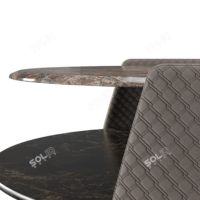 Luxury Quilted Metal Side Table 3D model image 3