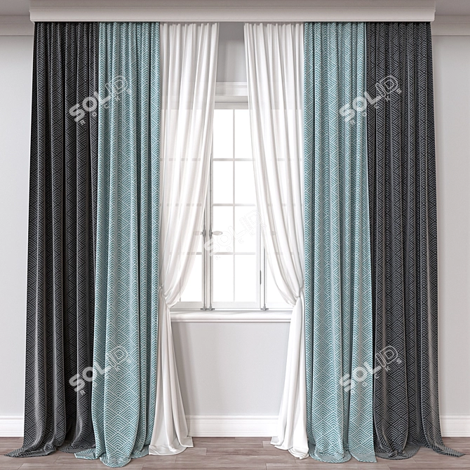 Versatile 3D Curtains Pack 3D model image 1