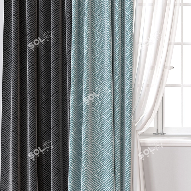 Versatile 3D Curtains Pack 3D model image 2