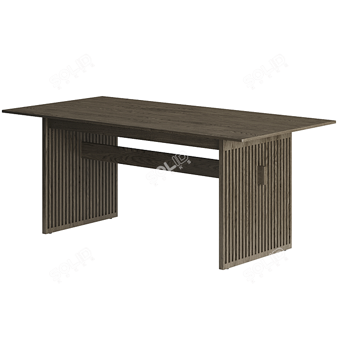 Japanese-inspired Lattice Dining Table 3D model image 2