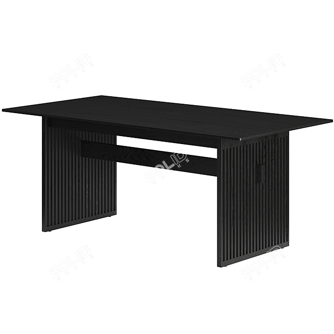 Japanese-inspired Lattice Dining Table 3D model image 3