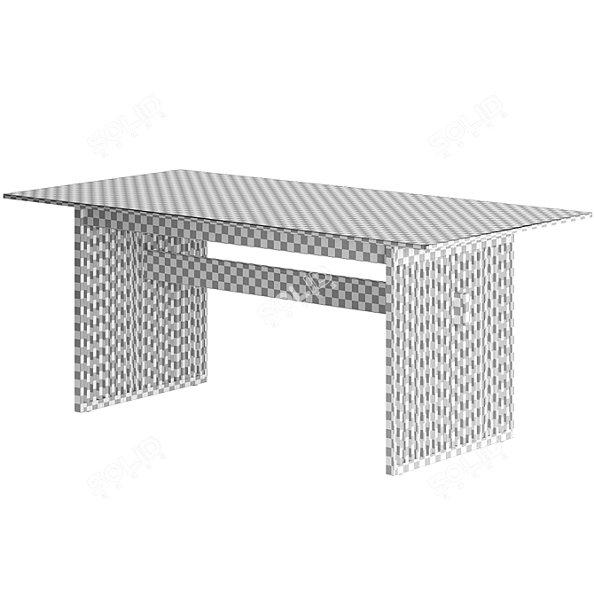 Japanese-inspired Lattice Dining Table 3D model image 5