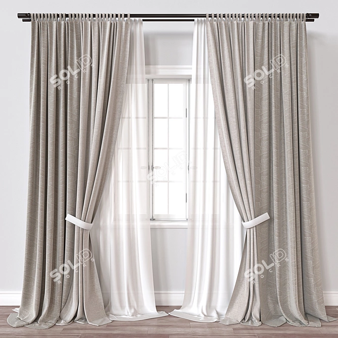 Modern Curtain 3D Model Kit 3D model image 1