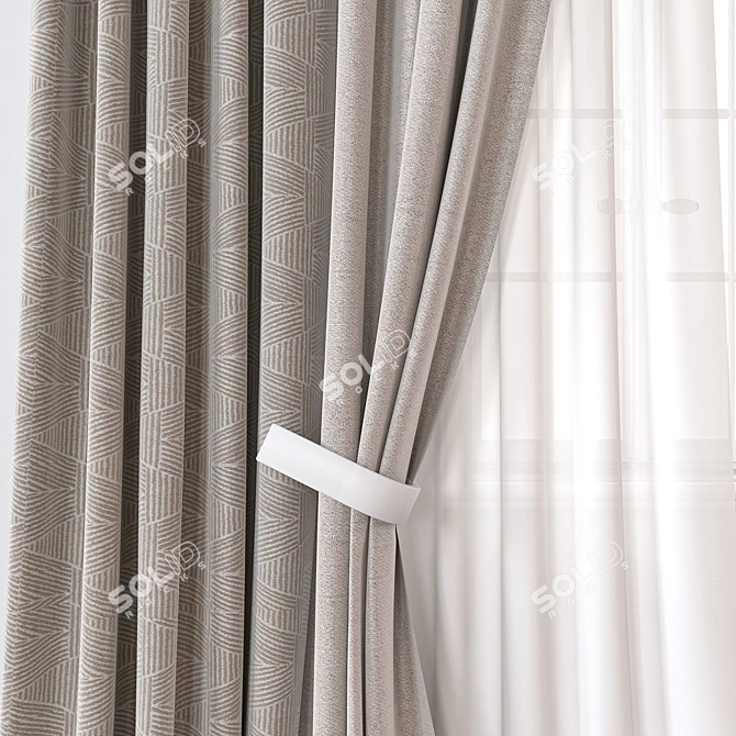 Modern Curtain 3D Model Kit 3D model image 2