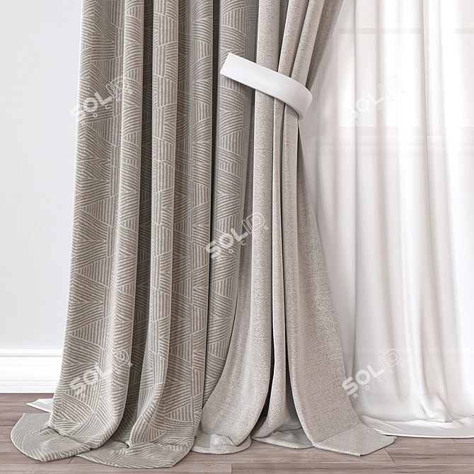 Modern Curtain 3D Model Kit 3D model image 3