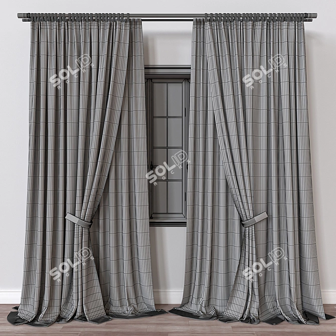 Modern Curtain 3D Model Kit 3D model image 4