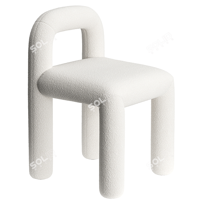 Cozy Boucle Tubular Dining Chair 3D model image 1