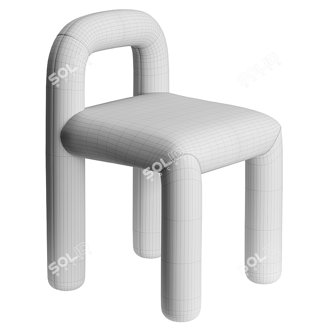 Cozy Boucle Tubular Dining Chair 3D model image 2