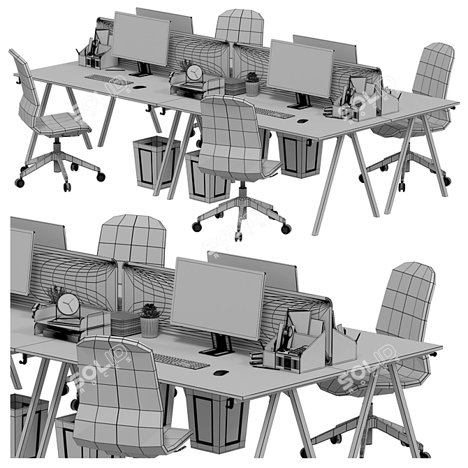 Modern Office Furniture Set 3D model image 5