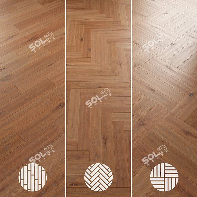 Oak Parquet Flooring Collection 3D model image 5