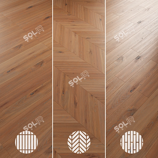 Oak Parquet Flooring Collection 3D model image 6