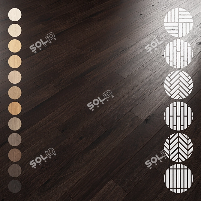 Oak Parquet Flooring Collection 3D model image 1