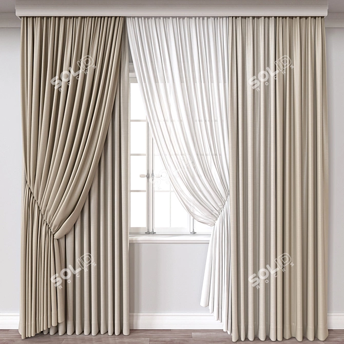 Classic Curtain 3D Model 3D model image 1