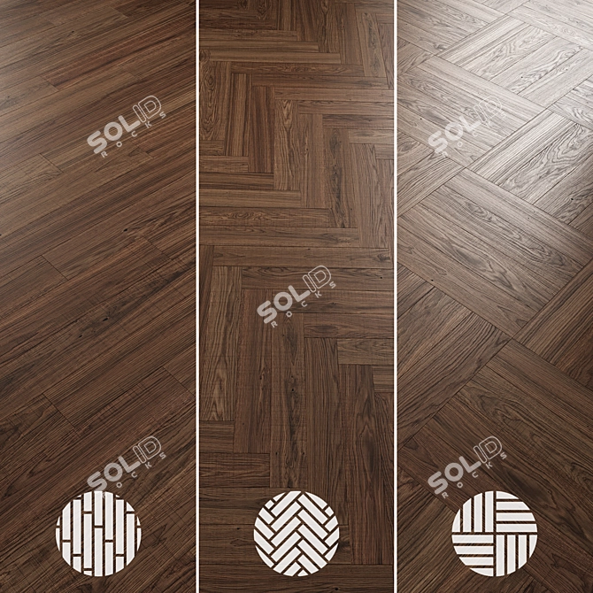 Oak Parquet Flooring Collection 3D model image 6