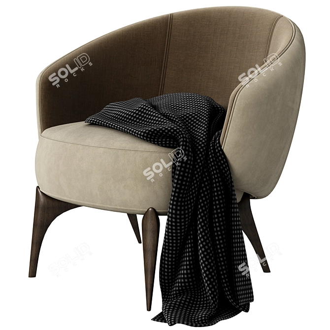 Modern Fabric Armchair Helen 3D model image 2