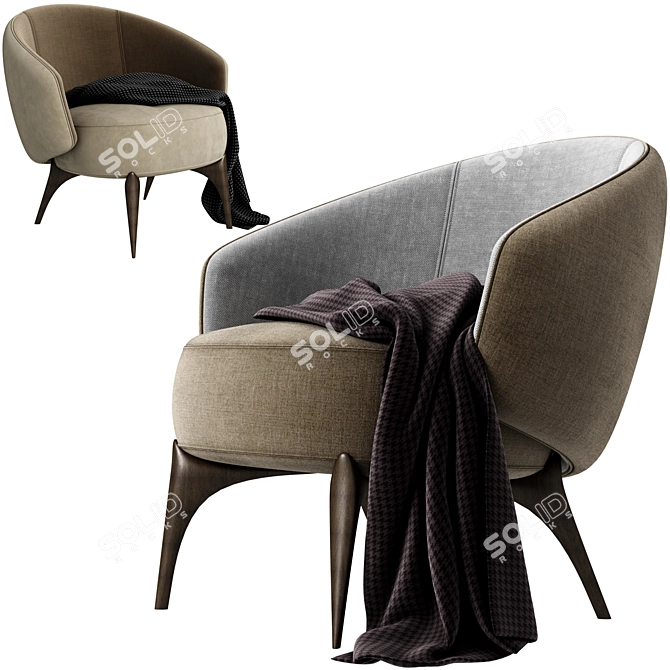 Modern Fabric Armchair Helen 3D model image 3