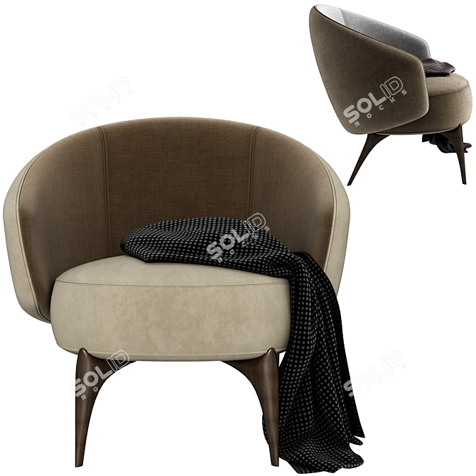 Modern Fabric Armchair Helen 3D model image 4