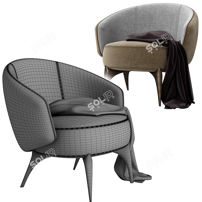 Modern Fabric Armchair Helen 3D model image 5