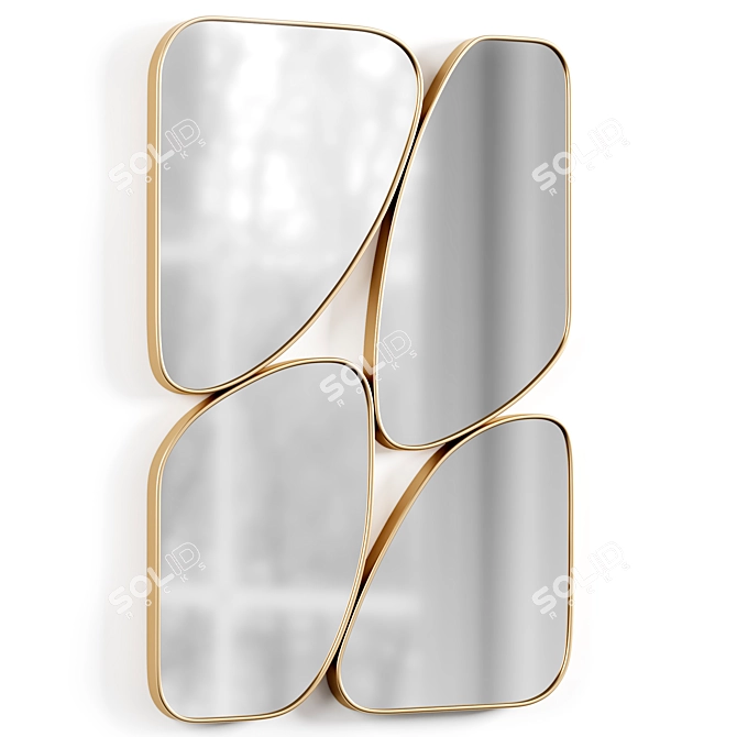 Elegant Quadrant Wall Mirror 3D model image 1