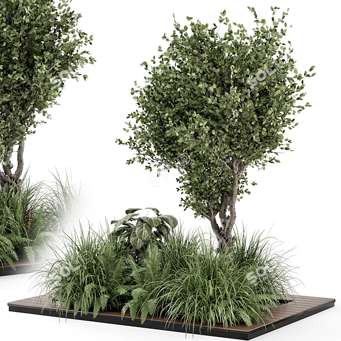 Outdoor Garden Bush Tree Set 3D model image 1