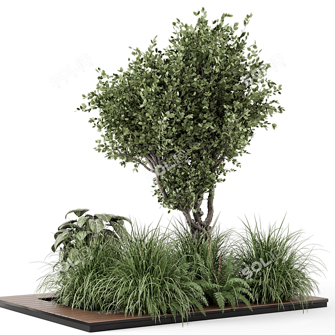 Outdoor Garden Bush Tree Set 3D model image 2