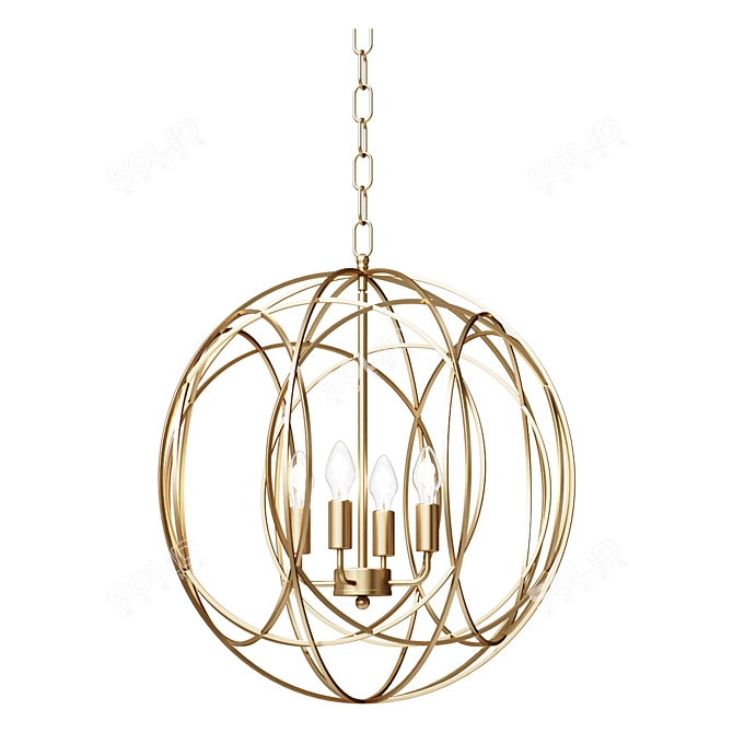 Modern Gold Orb Chandelier Light 3D model image 1