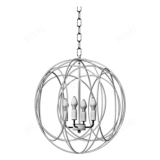 Modern Gold Orb Chandelier Light 3D model image 2