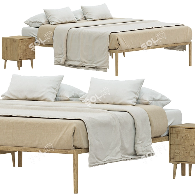 Zara Home Wooden Bedroom Set 3D model image 1