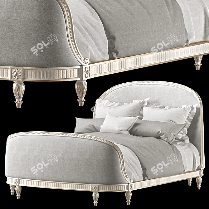 Exquisite Antique Louis XVI Bed 3D model image 1