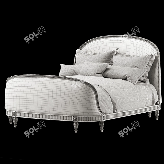 Exquisite Antique Louis XVI Bed 3D model image 2