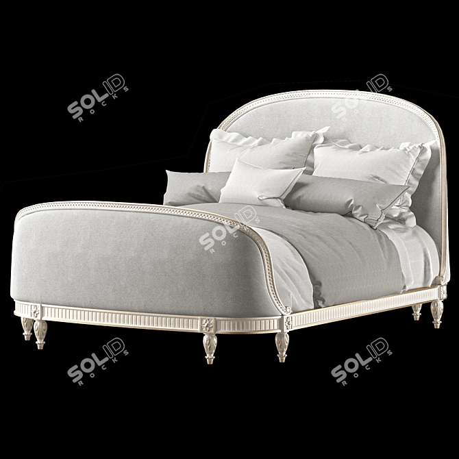 Exquisite Antique Louis XVI Bed 3D model image 3