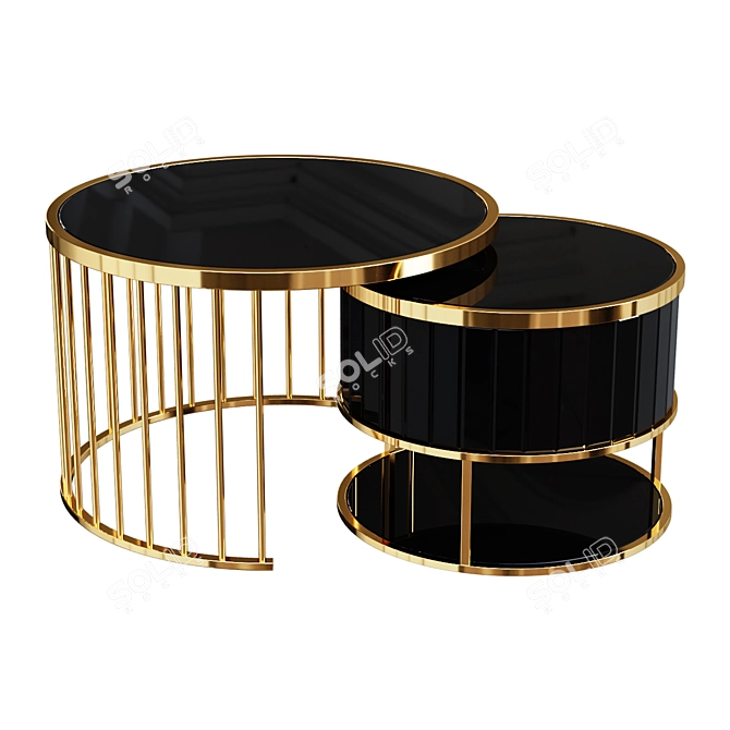 Modern Gold & Black Nesting Coffee Table 3D model image 1