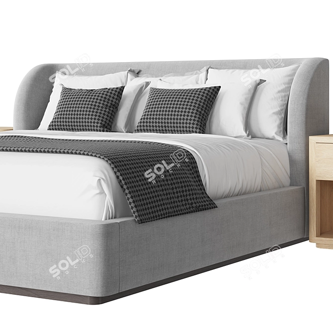 Scandinavian Style Panel Bed Set 3D model image 4