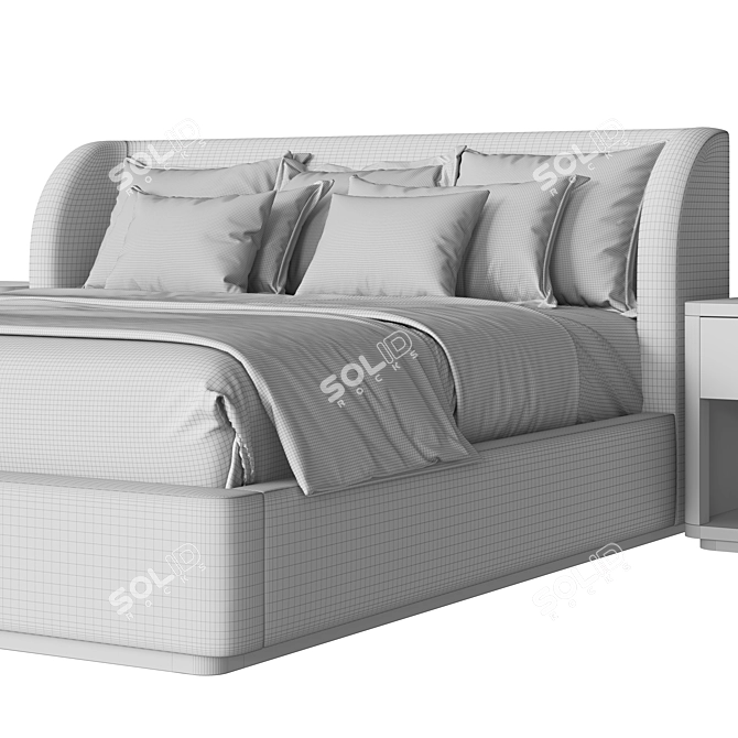 Scandinavian Style Panel Bed Set 3D model image 6