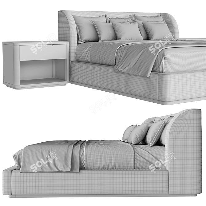 Scandinavian Style Panel Bed Set 3D model image 7