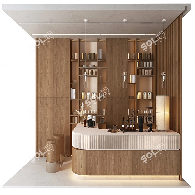 Modern Vray Coffee Bar Scene 3D model image 1