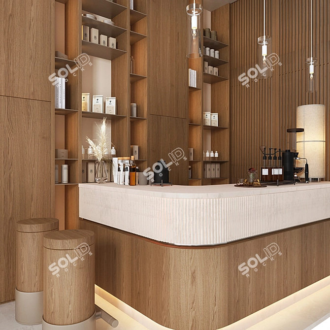 Modern Vray Coffee Bar Scene 3D model image 2