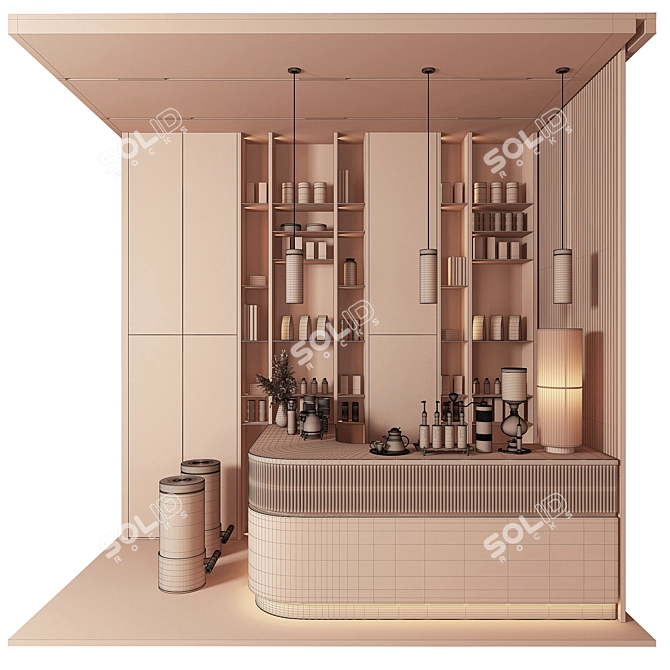 Modern Vray Coffee Bar Scene 3D model image 5