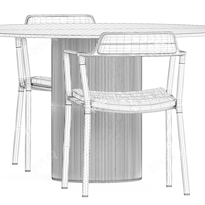 Modern Scandinavian Vipp Chair Set 3D model image 5